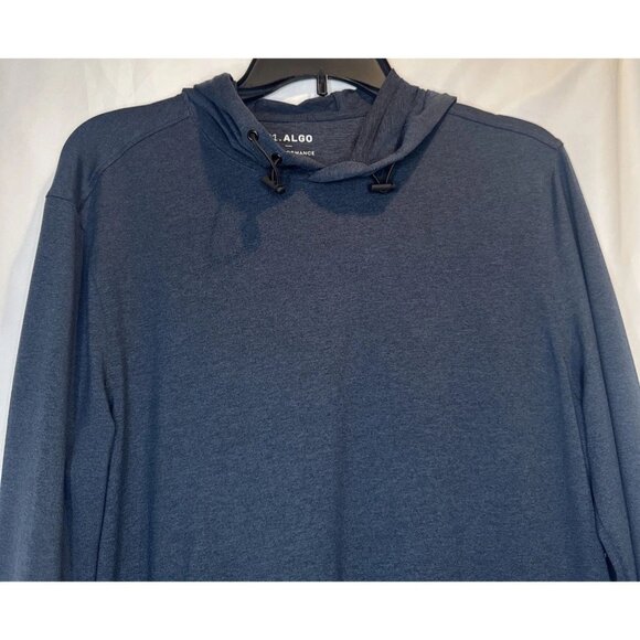01 ALGO Men’s Blue/Green Long Sleeve Quick Dry Performance Hoodie Sz S NEW - Picture 2 of 11